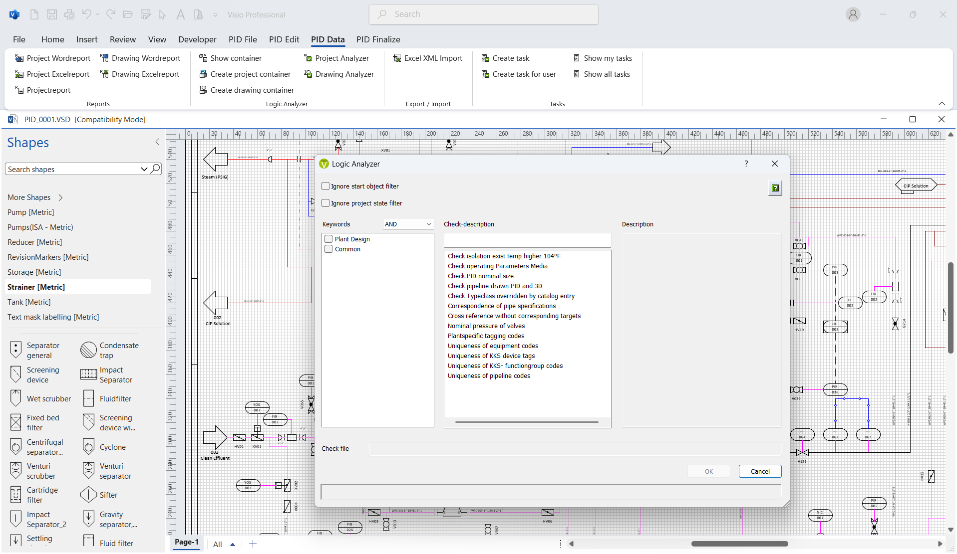 P&ID error checking tool
